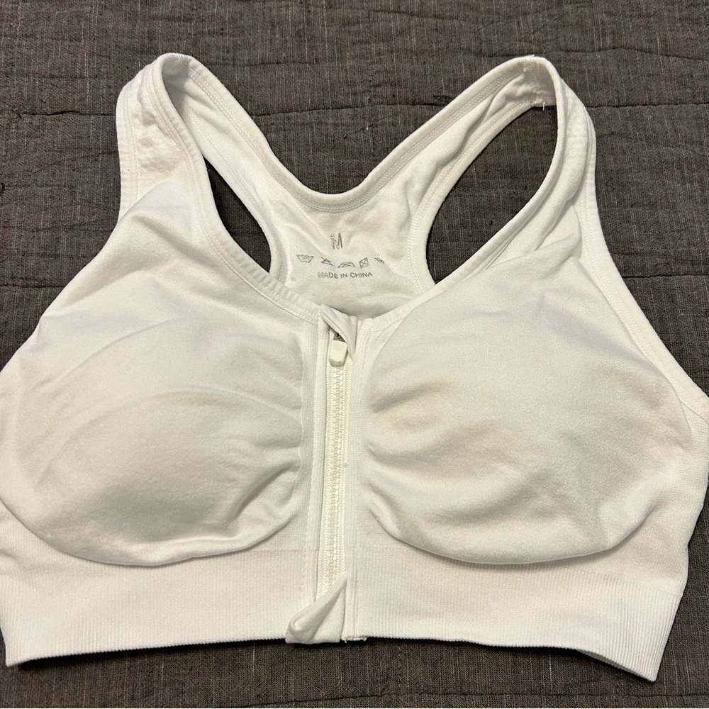Zip front sports bra